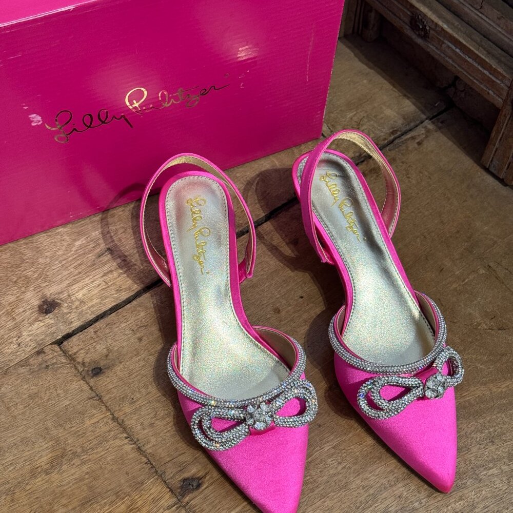 *NEW w/BOX Lilly Pulitzer Ryley Slingback Pumps Cerise Pink Size 6.5
